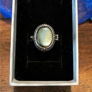 Silver-Obsidian Locket/Poison Adjustable Ring